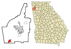 Location in Floyd County and the state of Georgia