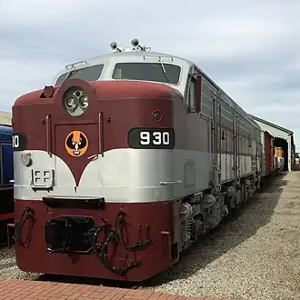 Preserved SAR locomotive number 930 at the National Railway Museum, Port Adelaide, in 2022