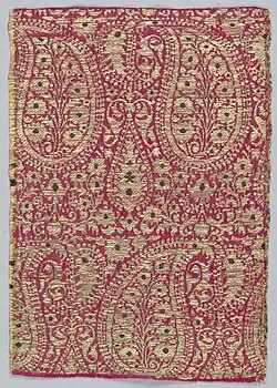 18th-century fragment of textile from Iran with boteh