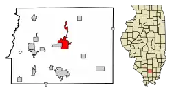 Location of Benton in Franklin County, Illinois.