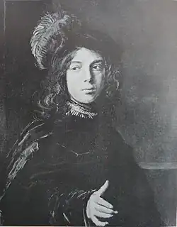 Boy in a feather hat by Frans Hals (skull is painted out)