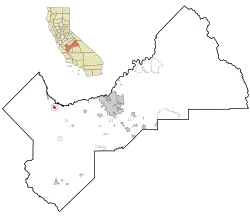 Location in Fresno County and the U.S. state of California