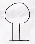 Drawing of a tree with a circular crown.