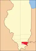 Gallatin between 1816 and 1818, including unorganized territory (formerly part of Johnson County) temporarily attached to it.[4]