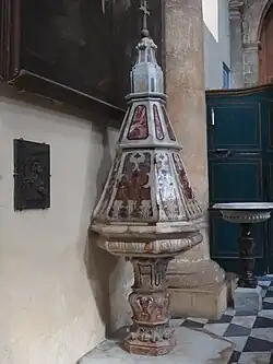 Baptismal fonts.