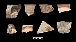 Ganggangwa site pottery shards, Xichengyi culture, 2000-1600 BCE