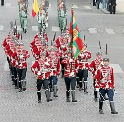 The scarlet uniform of the National Guards Unit of Bulgaria