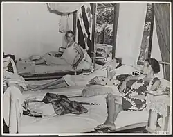 Women in the sickbay of Tjideng Camp shortly after the Japanse Capitulation in 1945