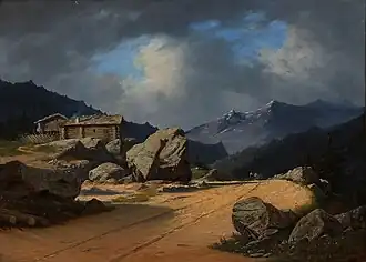 Norwegian landscape with two men on horseback (1845)