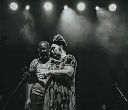 Christine and Gio Durán in preparations before the concert, 2019