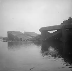 An image of the ruins of the demolised U-boat pens in Hamburg