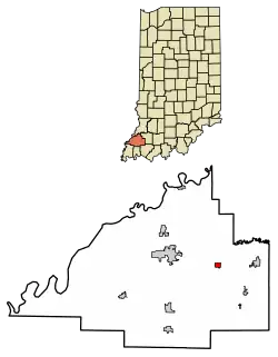 Location of Francisco in Gibson County, Indiana.