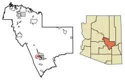 Location of Miami in Gila County, Arizona