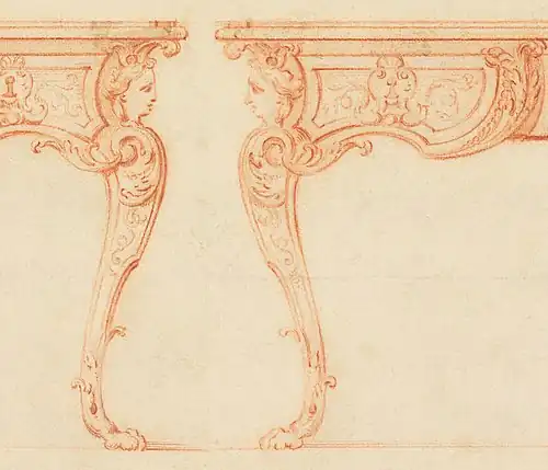 Design for a writing desk by Gilles-Marie Oppenordt (1675-1700)