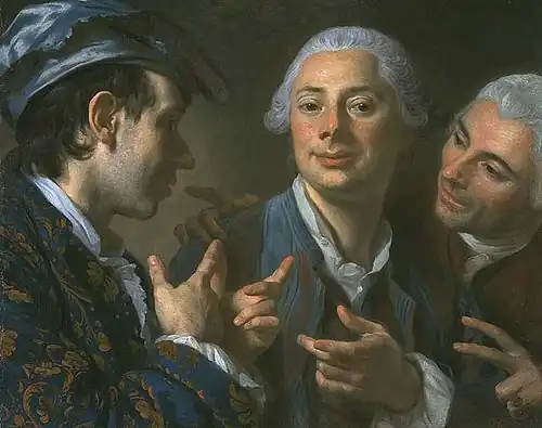 Self-portrait with two friends, 1751