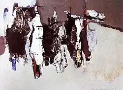 Gjelosh Gjokaj, Composition, 1997 oil on paper, 70 × 100&nbsp;cm