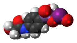 Space-filling model of the glycobiarsol molecule