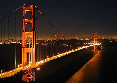 Golden Gate Bridge by night.