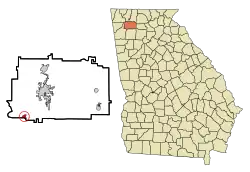 Location in Gordon County and the state of Georgia