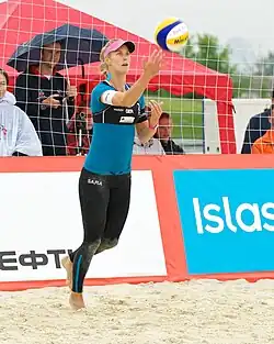 Beach volleyball player Sara Goller in leggings