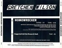 This is the cover art of Gretchen Wilson's song "Homewrecker".