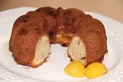 A gugelhupf cake with chestnuts