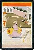 Guru Arjun Dev painting from the family workshop of Nainsukh of Guler.