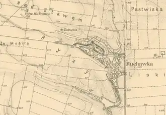 Mukhava on the topographic map of the Kingdom of Galicia and Volhynia in 1869-1887