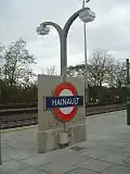 Station roundel on platform 2