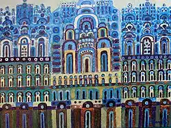 Hamdi Bardhi, "Facade", oil on canvas, 80 × 100&nbsp;cm