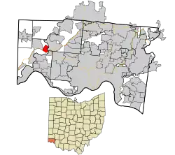 Location in Hamilton County and the state of Ohio
