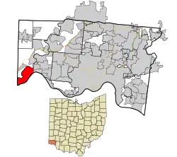 Location in Hamilton County and the state of Ohio