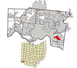 Location in Hamilton County and the state of Ohio