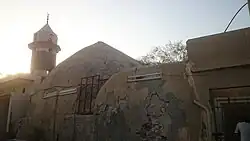 The exterior of the bathroom as seen in July 2017.