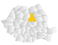 Map of Romania highlighting Harghita County