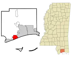 Location of Long Beach in Mississippi