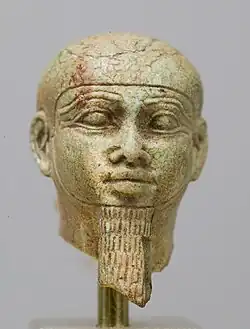 Head of Ptah; late 8th–mid 7th century BC; limestone; height: 1.58 cm; Metropolitan Museum of Art