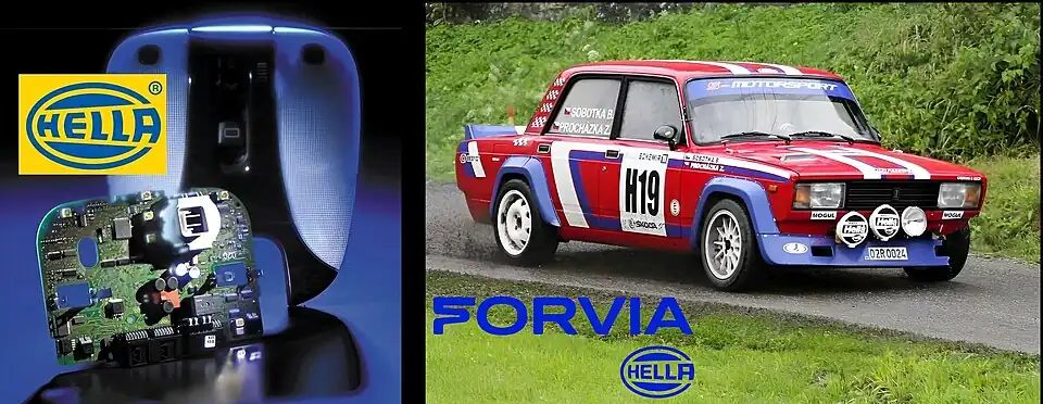 Hella, Modul and Rally car, old and new logo