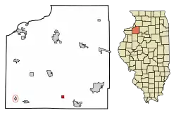Location of Bishop Hill in Henry County, Illinois.
