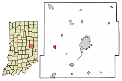 Location of Kennard in Henry County, Indiana.