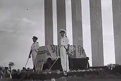 Honor guard stands beside Herzl's coffin in Israel, August 1949