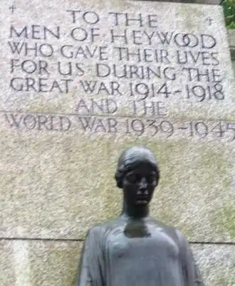 Heywood War Memorial. Photograph shown courtesy Glyn Fitzsimmons.