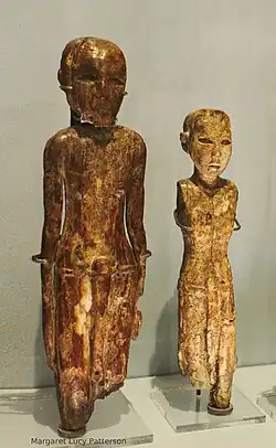 Male statuettes with penile sheaths, Hierakonpolis. Late Predynastic, Naqada III (3300–3000 BC) – Early Dynastic, Dynasty I (3000–2890 BC).[25]