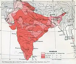 Percentage of Hindus by district, 1901