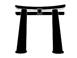 Hizen torii – an unusual style with a rounded kasagi and thick, flared pillars.