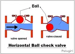 Horizontal ball check valve