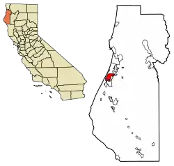 Location in Humboldt County and the state of California