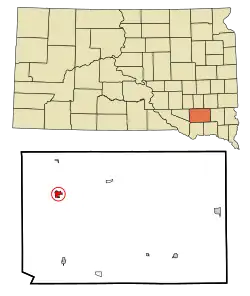 Location in Hutchinson County and the state of South Dakota