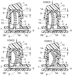 A drawing included in the patent for the buckling spring mechanism