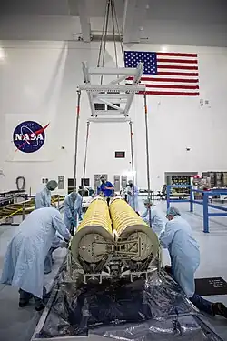 ISS roll out solar array being made in the SSPF high bay, 2 April 2021